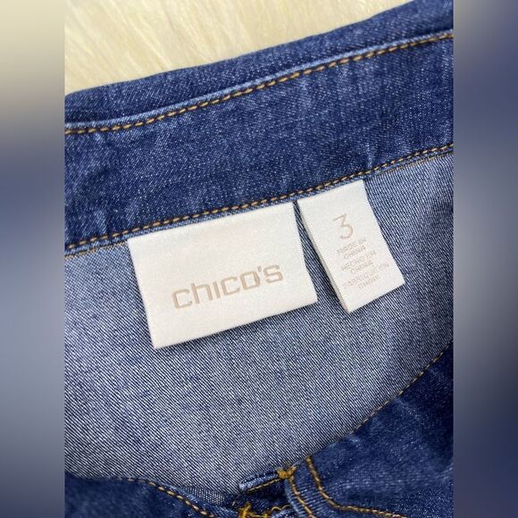 Chico’s studded shoulder snap button chambray shirt sz 3 (XL) - Picture 3 of 7